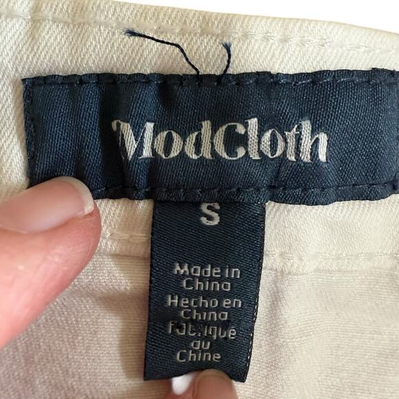 ModCloth A Spring Fling Button Down A-Line Skirt Marshmallow Bliss Small Boho - Picture 3 of 7